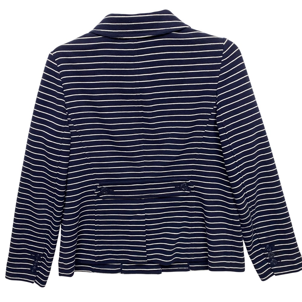 Talbots Petites Navy White Striped Blazer Jacket Women's MP - Picture 7 of 7